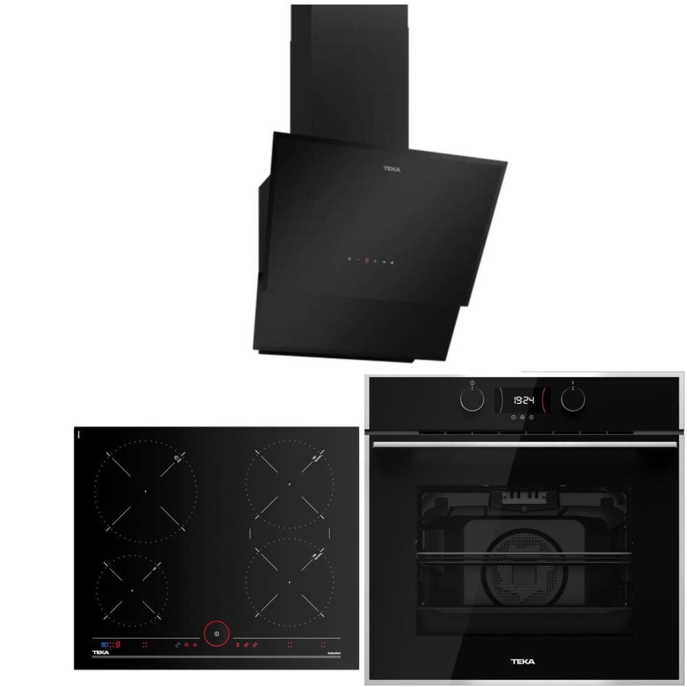 Teka Siyah İndüksiyonlu Ankastre Set ( TVT 60 Davlumbaz - İKNOB IT 6450 İndüksiyon Ocak- HLB 840 SS Fırın)