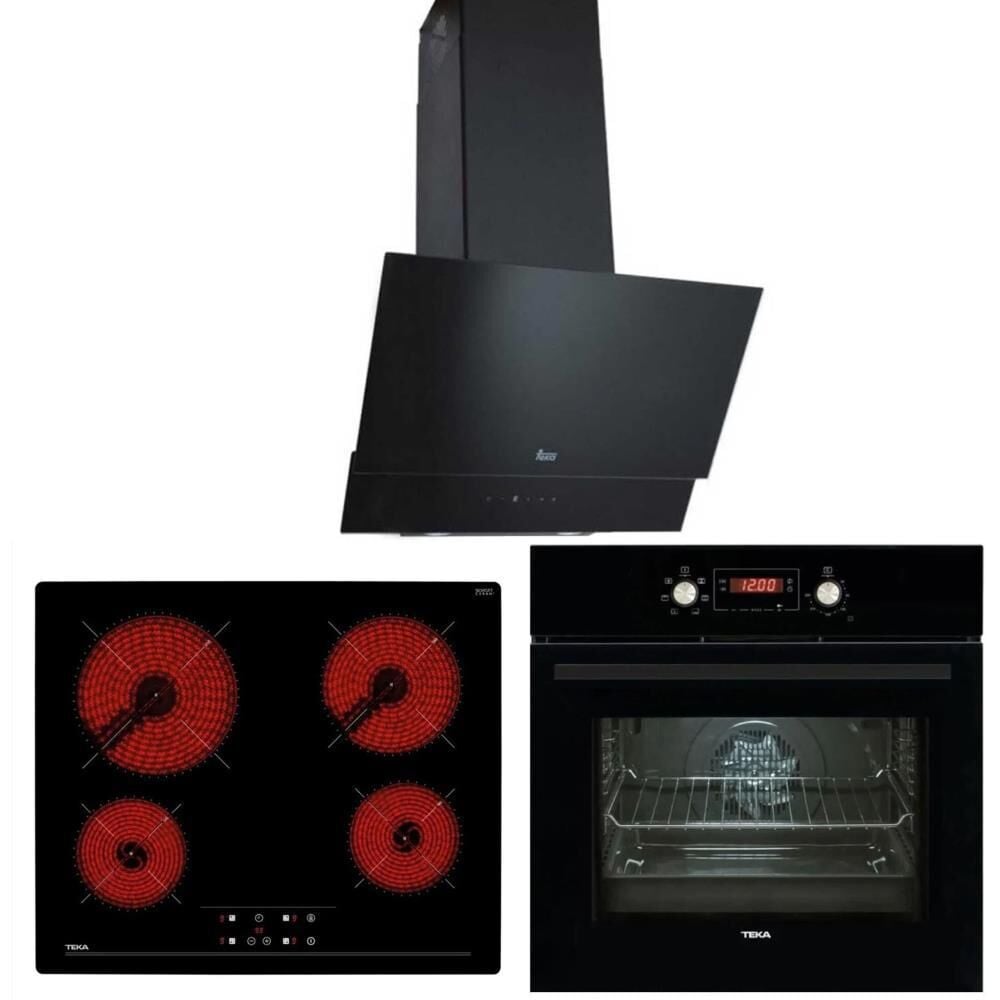 Teka Siyah Ankastre Set (ATV 60 Davlumbaz-TR 6415 Elektrikli Ocak-HAK 625 BK Fırın)
