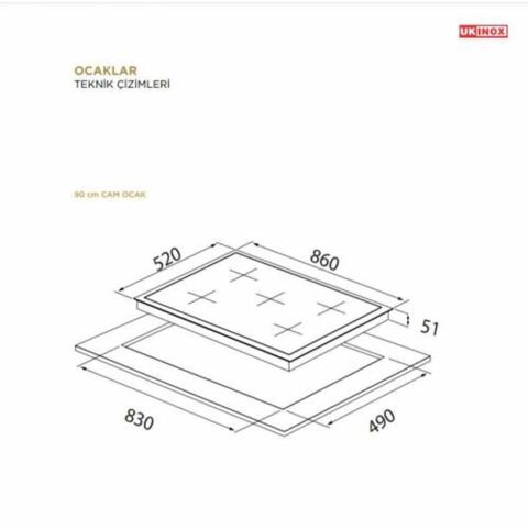 Ukinox Diablo 90 Beyaz Cam Döküm Ocak