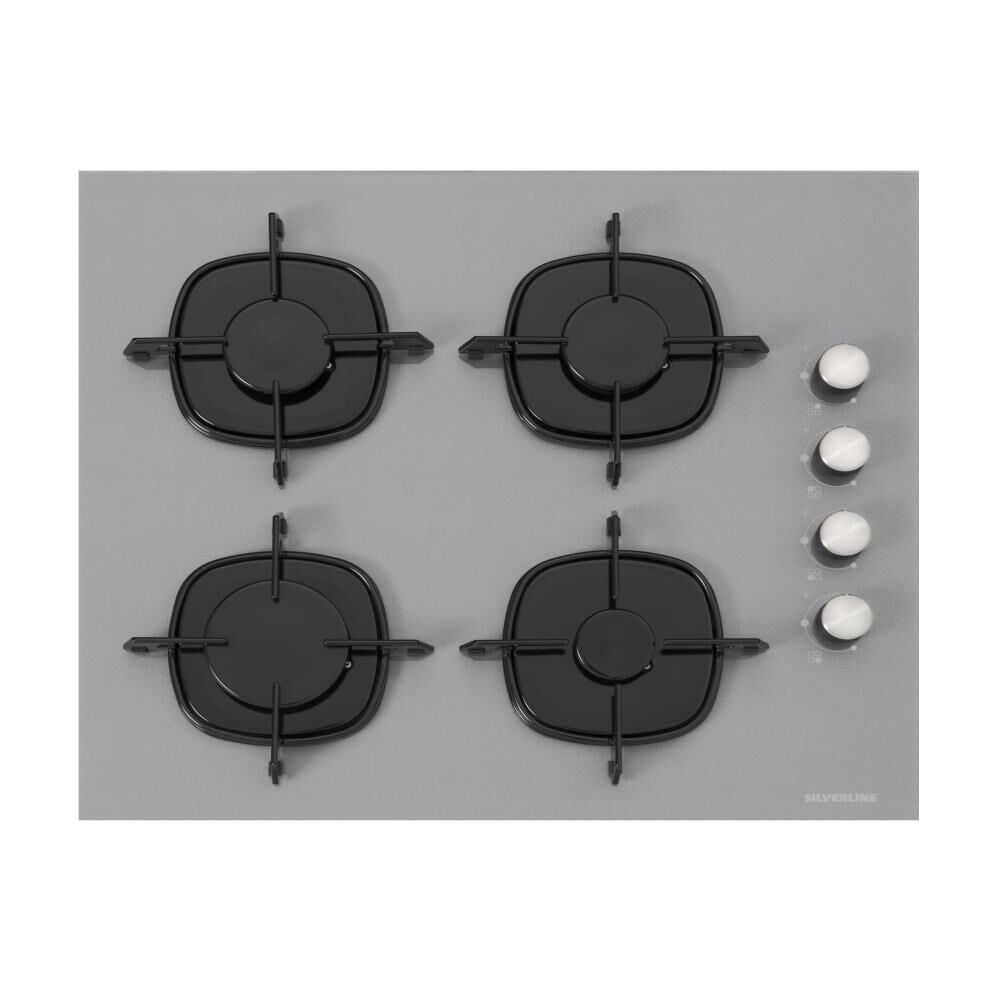 Silverline CS5700E6S01 60 Cm Gri Emaye Izgaralı Cam Ocak