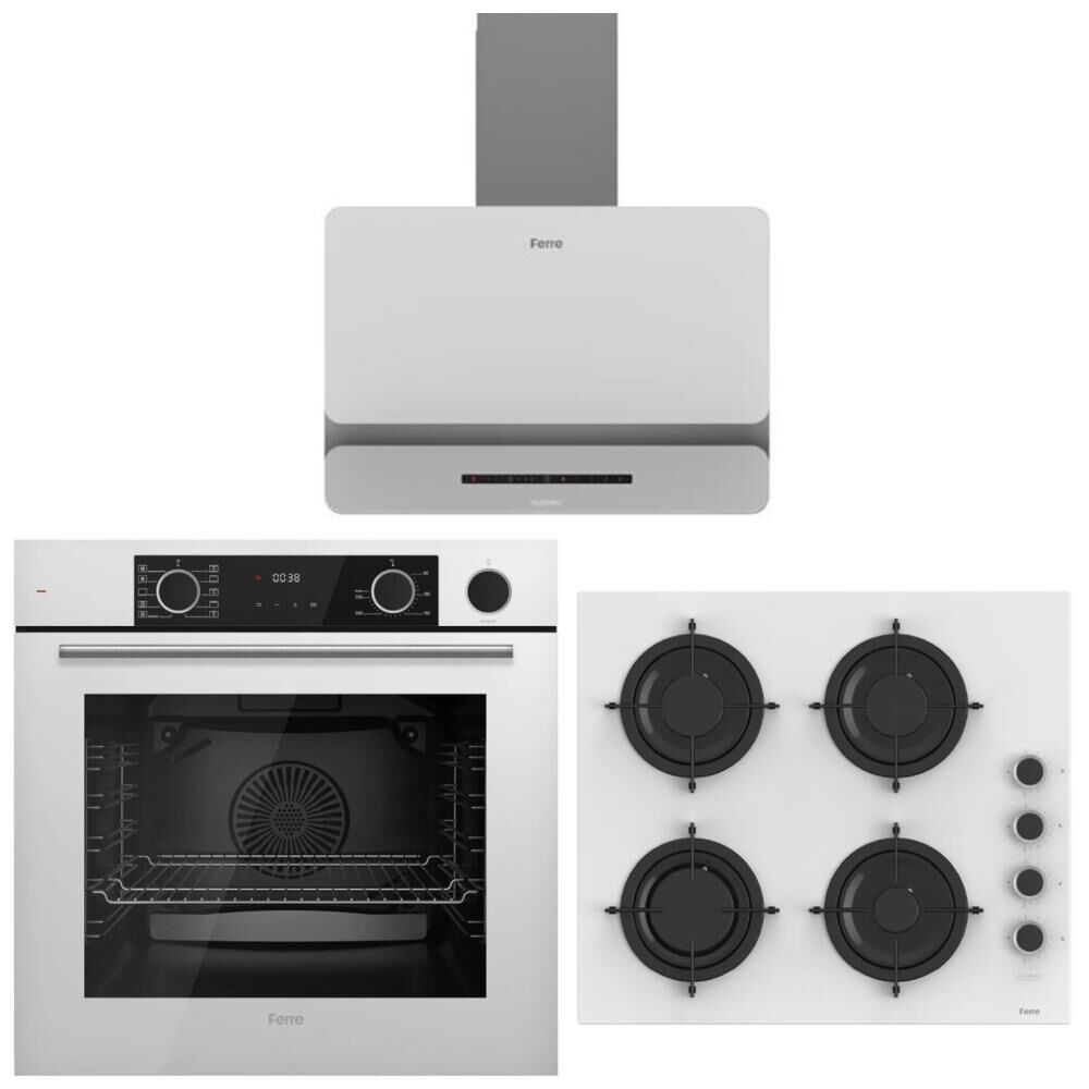 Ferre Artline Beyaz Ankastre Set (D081-SA Beyaz Davlumbaz-CS206-FA Beyaz Ocak-XE64CB Beyaz Fırın)