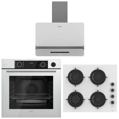 Ferre Artline Beyaz Ankastre Set (D081-SA Beyaz Davlumbaz-CS206-FA Beyaz Ocak-XE64CB Beyaz Fırın)