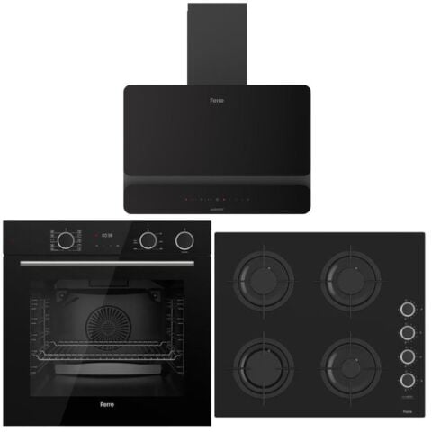 Ferre Artline Siyah Ankastre Set (D080-SA Siyah Davlumbaz-CS205-FA Siyah Ocak-XE64CS Siyah Fırın)