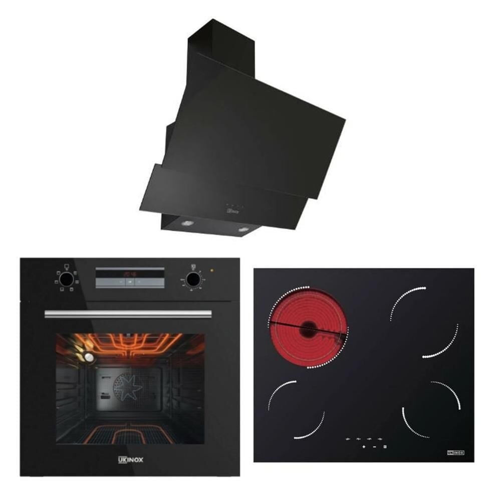 UKİNOX SMART DİJİTAL SET (Dolce 60 Siyah Davlumbaz-Rubix 10 Elektrikli Ocak- Smart 7801 B Siyah Fırın)