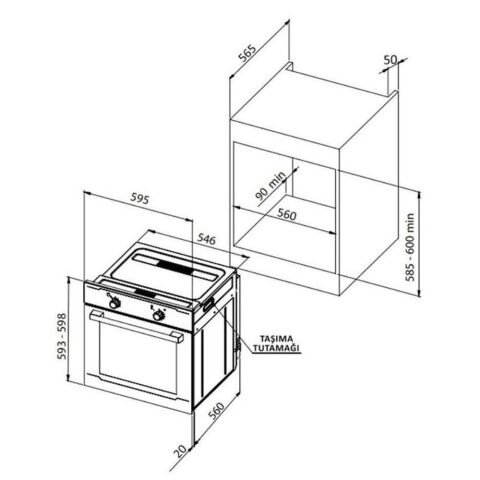 UKİNOX SMART DİJİTAL SET (Dolce 60 Siyah Davlumbaz-Rubix 10 Elektrikli Ocak- Smart 7801 B Siyah Fırın)