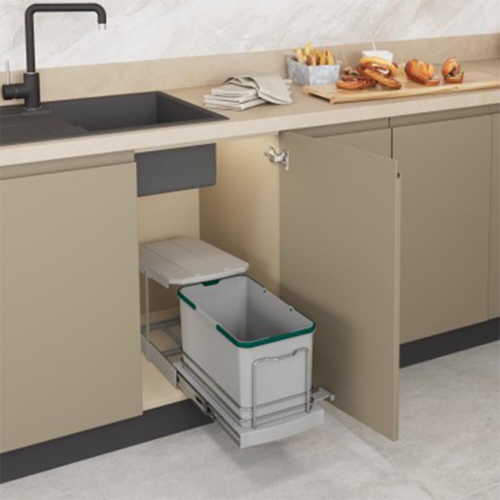 Starax S-2573-G Teleskopik Raylı Çöp Kovası Gri - 16 Lt