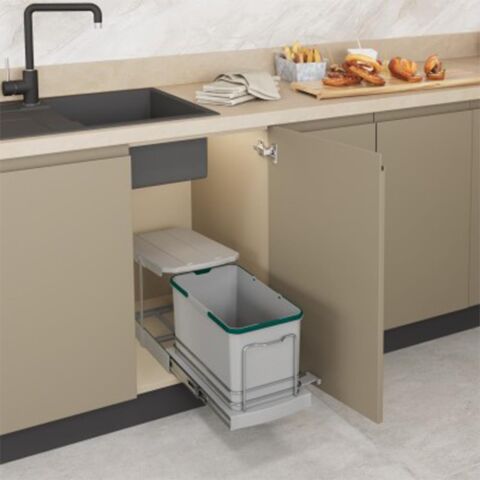 Starax S-2573-G Teleskopik Raylı Çöp Kovası Gri - 16 Lt