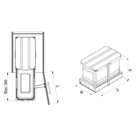 Starax S-2573-G Teleskopik Raylı Çöp Kovası Gri - 16 Lt