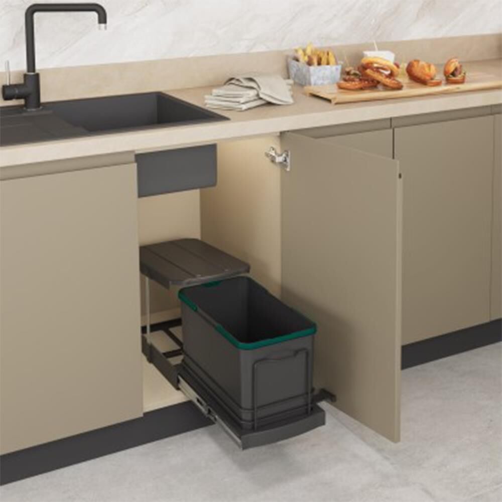 Starax S-2573-A Teleskopik Raylı Çöp Kovası Antrasit - 16 Lt