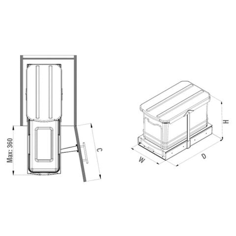 Starax S-2573-A Teleskopik Raylı Çöp Kovası Antrasit - 16 Lt