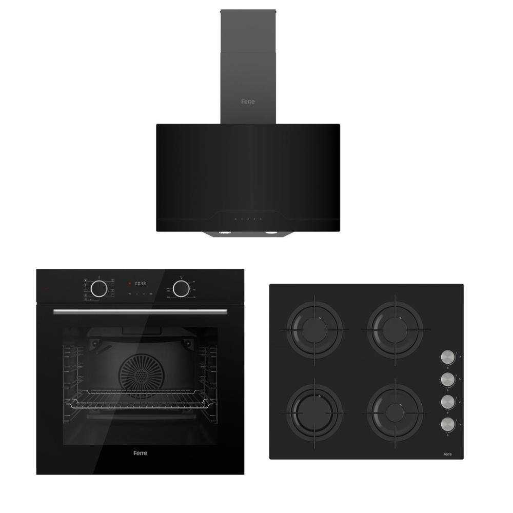 FERRE FRYART SİYAH SET ( D063 SİYAH DAVLUMBAZ-CS205 SİYAH OCAK- XE63CS FRYART SİYAH FIRIN )