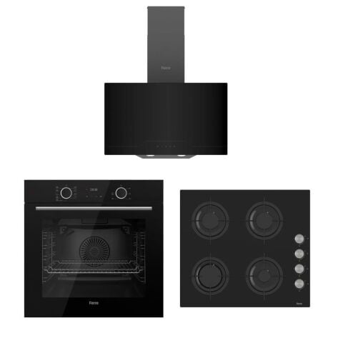 FERRE FRYART SİYAH SET ( D063 SİYAH DAVLUMBAZ-CS205 SİYAH OCAK- XE63CS FRYART SİYAH FIRIN )