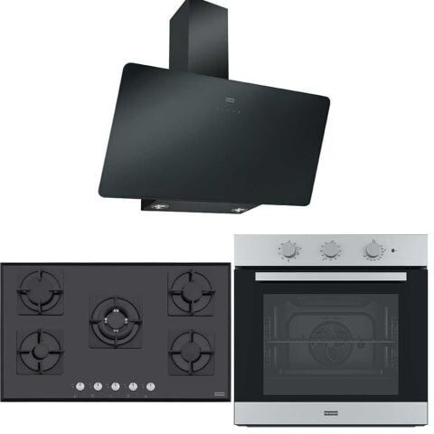 Franke Siyah-İnox Ankastre Set (FPJ 915 V BK A - FHNS 905 BK - FSL 82 H XS)