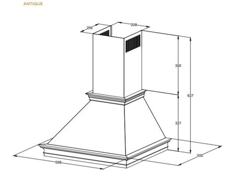 Antique Rose İvory 60 Duvar Tipi Ankastre Davlumbaz
