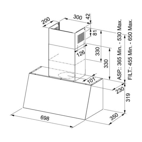 Franke Trendline Plus BK 70 MATT Black Davlumbaz