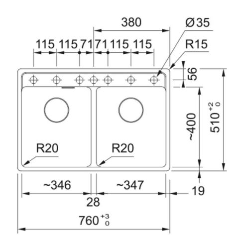 FRANKE MRG 620-35-35 MATT BLACK Tezgah Üstü Granit Evye