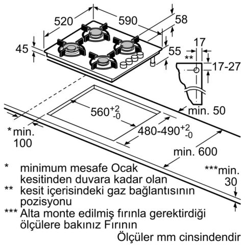 Siemens EO6C2PB11O Beyaz Ankastre Ocak