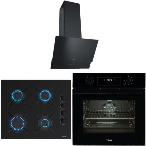 Teka Siyah Ankastre Set ( HAK 629 BK BUHAR DESTEKLİ - GBE 64002 BK - ATV 60 BK )