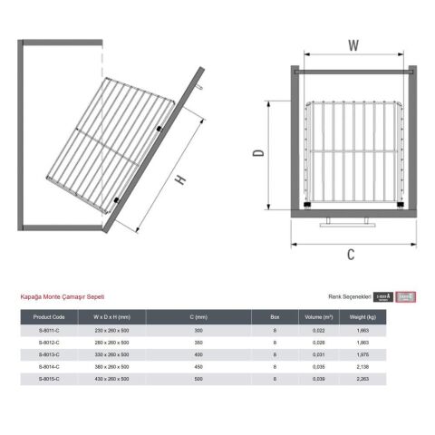 Starax 8015 Kapağa Monte Çamaşır Sepeti Krom 50 cm