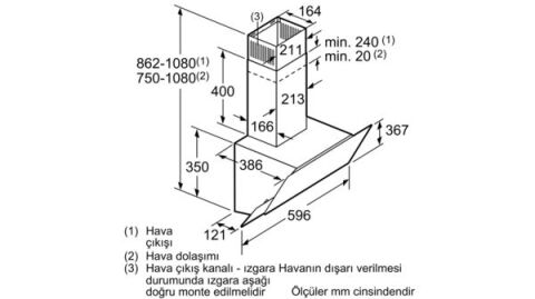 Siemens LC65KA270T Beyaz Duvar Tipi Ankastre Davlumbaz