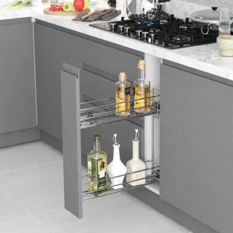 Starax 2413-C Gizli Raylı Çift Açılım Sağ Şişelik Krom 15cm