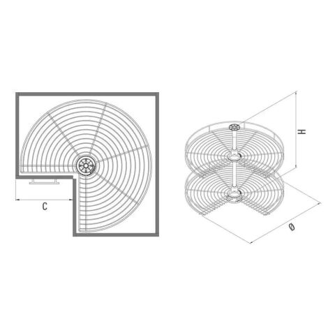 Starax 3022-C 3/4 Döner Sepet Takımı 83 Cm Krom