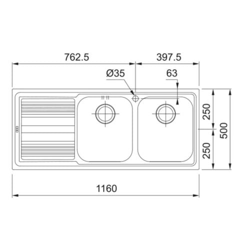 Franke LLX 621 Sol Damlalıklı 116 CM Çelik  Evye