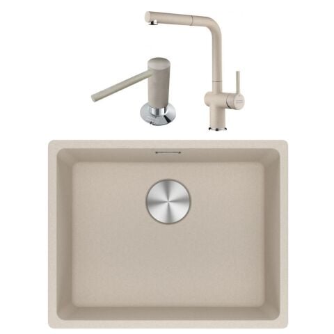 Franke Maris MRG 210/110-52 Sahara Granit Evye ACTİVE PLUS DOCCİA 2.0 Batarya COMFORT Sıvı Sabunluk Set