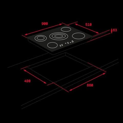 Teka TR 951 Vitroseramik 5 Gözlü Elektrikli Ocak