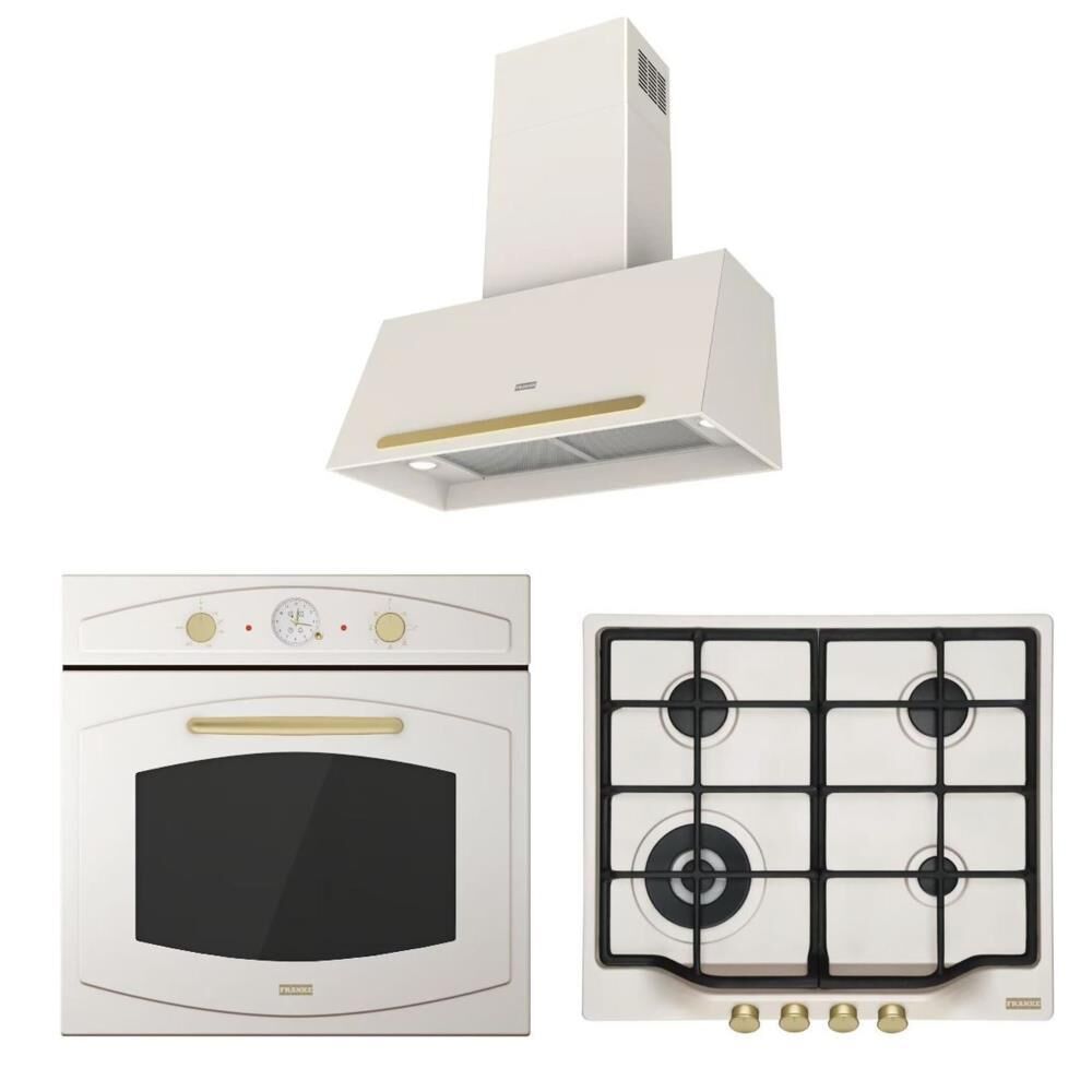Franke Classıc Line Rustik Krem Ankastre Set (FCO 86 H Fırın  FCH 604 3G TC PW C Ocak FCO 70 PW Davlumbaz)