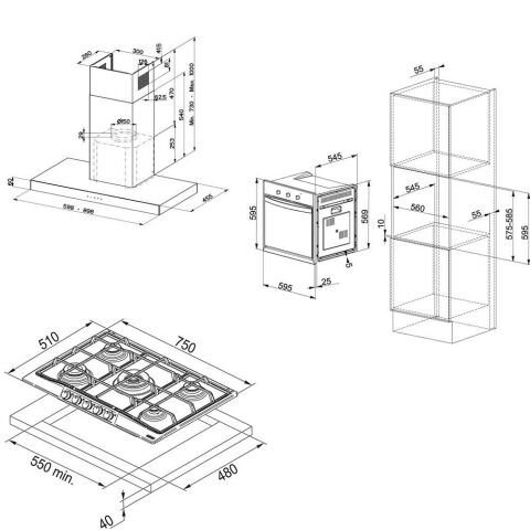 Franke İnox Ankastre Set (Faber Stilo A60-FHTL 755 XS-FSL 82H XS)