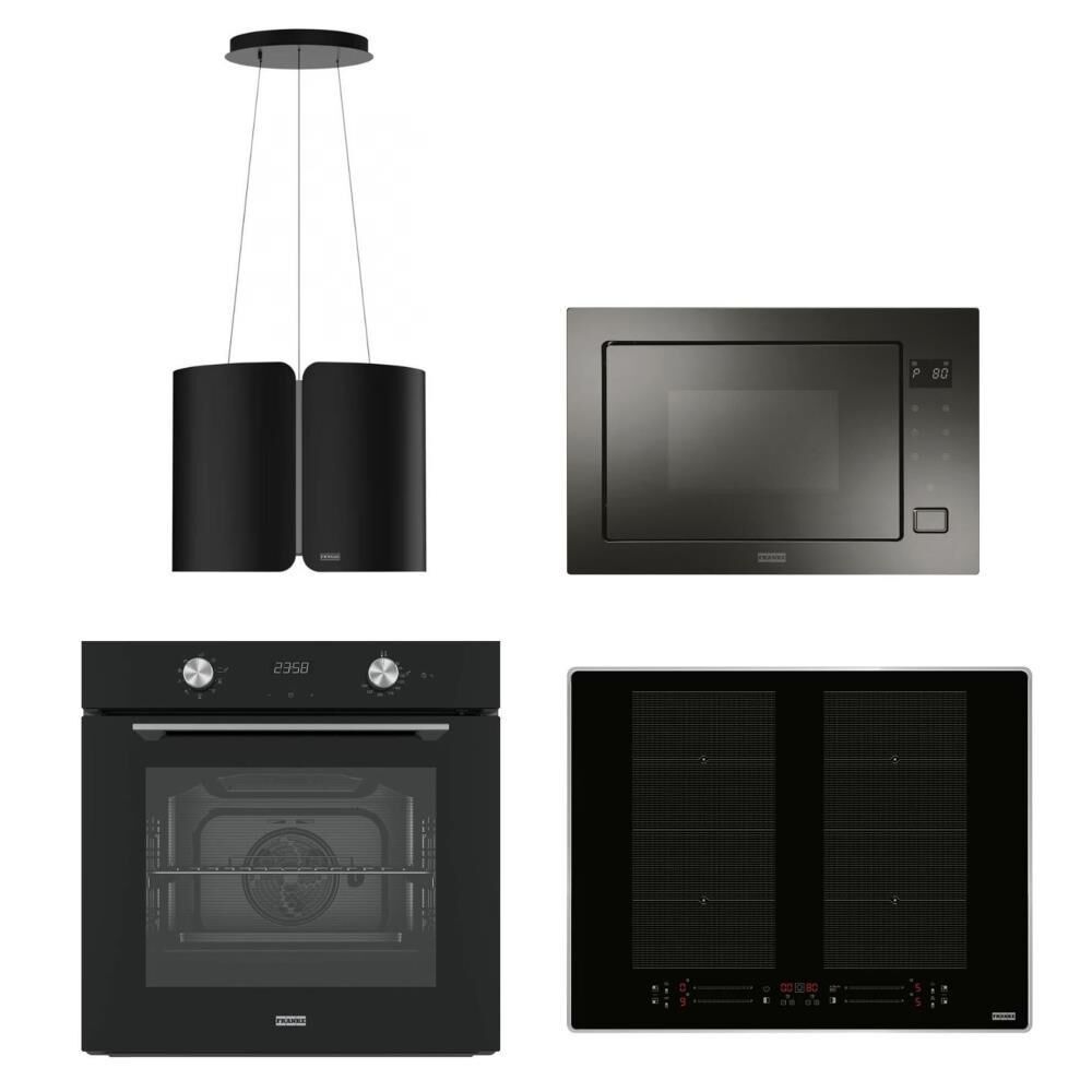 Franke Maris Black İsland Set 2 (FSMS F42 BK Ada Davlumbaz FMA 654 I Ocak FMA 86 H BK Fırın FMW 250 Mikrodalga)