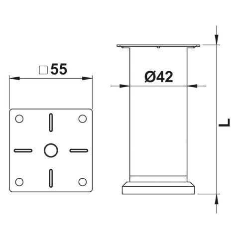 Hafele Alden 42 Mobilya Ayağı Gümüş Gri 42X300 mm