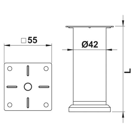 Hafele Alden 42 Mobilya Ayağı Mat Siyah 42X100 mm