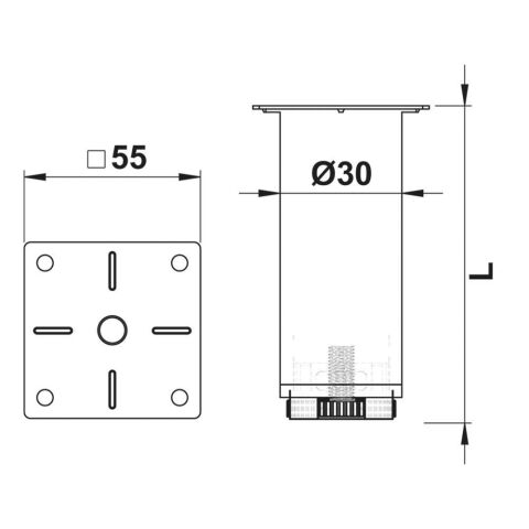 Hafele Orlo 30 Mobilya Ayağı Mat Siyah 30X100 MM