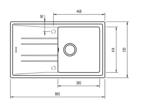 Teka Stone 50 B-TG Siyah Granit Evye