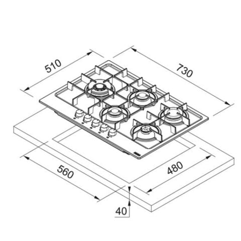 Franke FHMA 755 4G MB MATT BLACK Siyah Ankastre Ocak