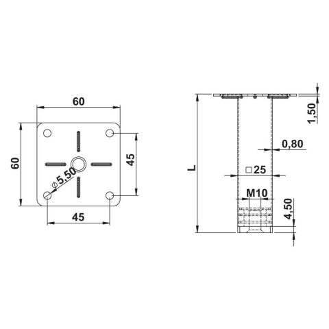 Hafele KUB 25 Mobilya Ayağı Gümüş Gri 100 MM