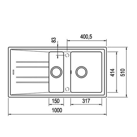 Teka Stone 60 B-TG 1½B 1D Metalik Siyah Granit Evye