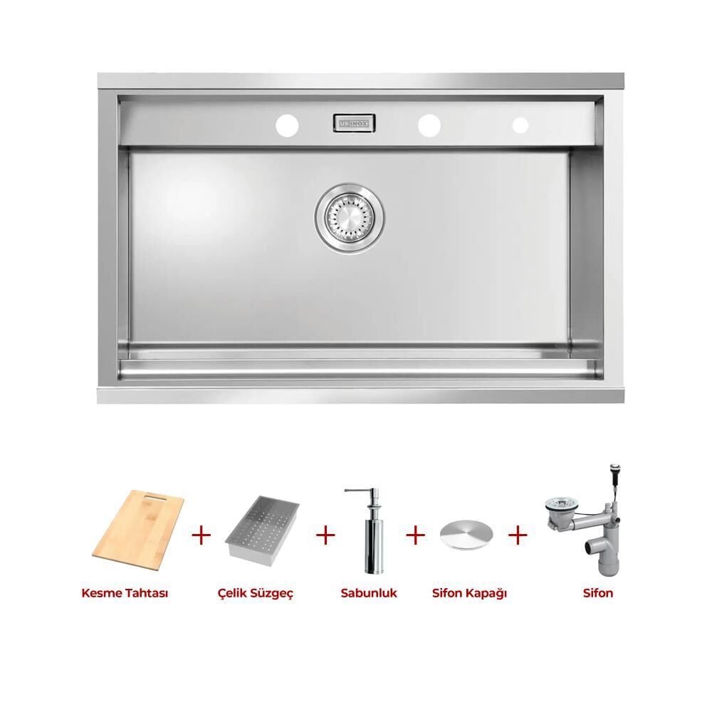 Ukinox Workstation WSD 790 Polisajlı Tezgah Üstü Evye Seti
