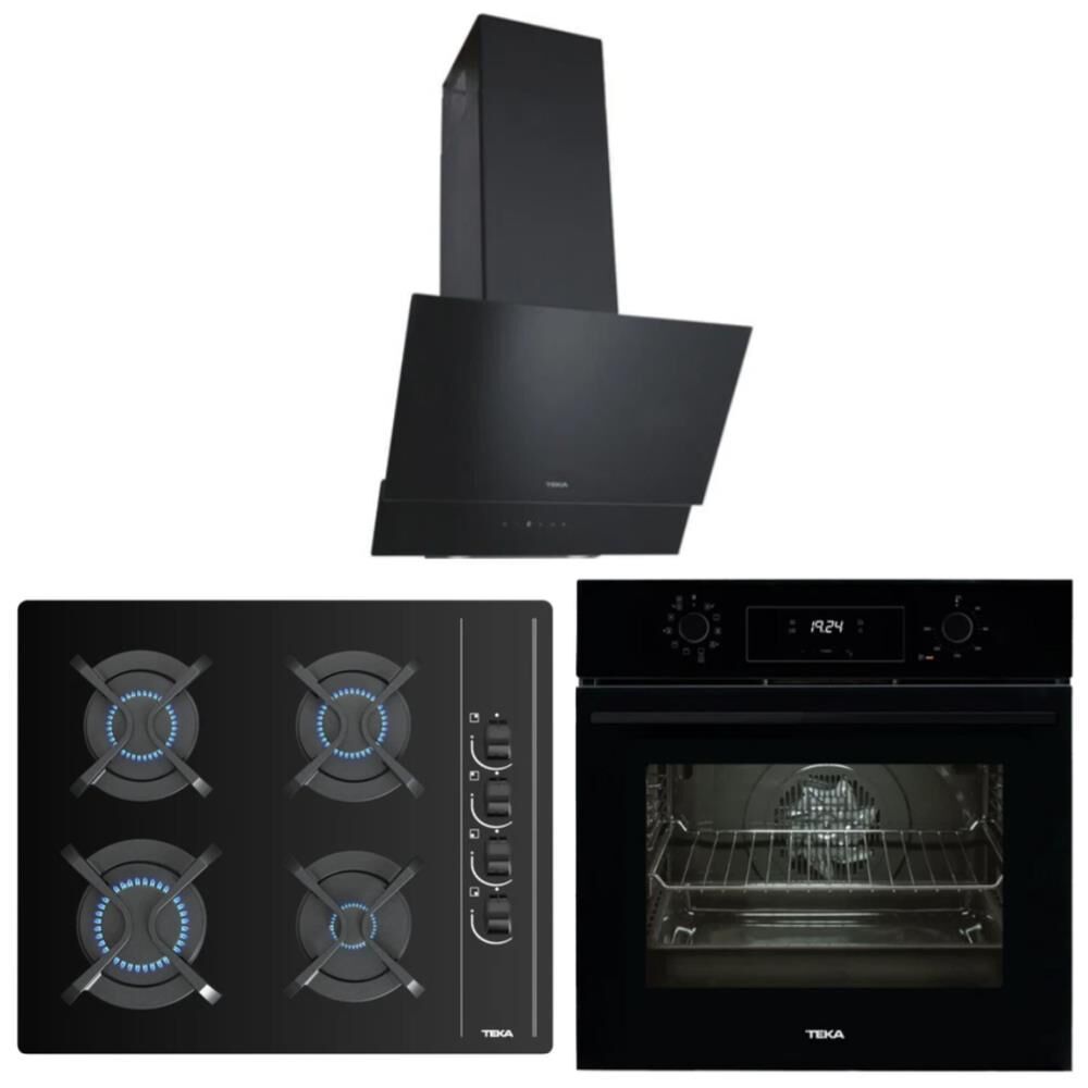 Teka Siyah Ankastre Set ( HAK 629 BK BUHAR DESTEKLİ - GBC 64002 BK - ATV 60 BK )