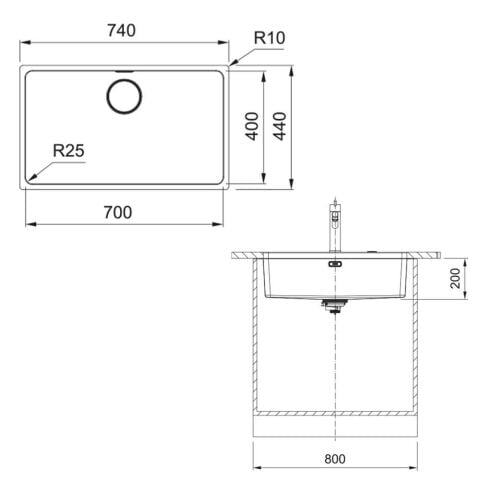 Franke MYX 110-70 Tezgahaltı Çelik Evye