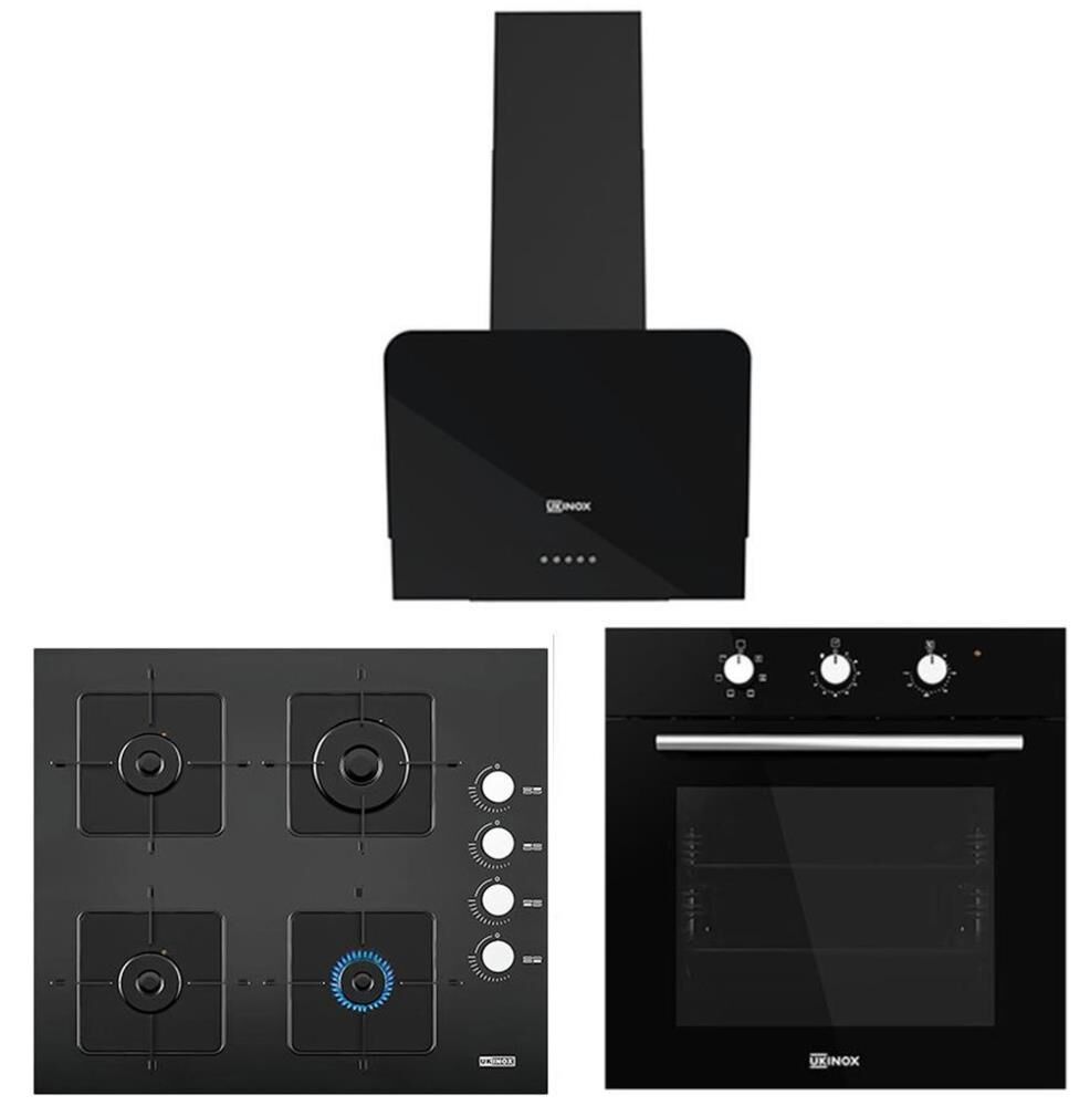 Ukınox Smart Siyah Set 1 (Olive 60 Davlumbaz-Ares 60 Ocak-Smart 4600 B Fırın)