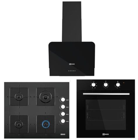 Ukınox Smart Siyah Set 1 (Olive 60 Davlumbaz-Ares 60 Ocak-Smart 4600 B Fırın)
