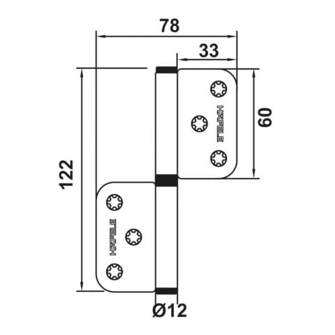 Hafele BH01 Bayrak Menteşe Çelik M Siyah 2,5MM