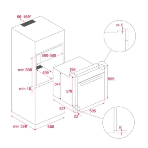 Teka Siyah Ankastre Set  ( HLB 8416 Airfry Fırın BK - TZ 6415 - TVT  60.1 BK)