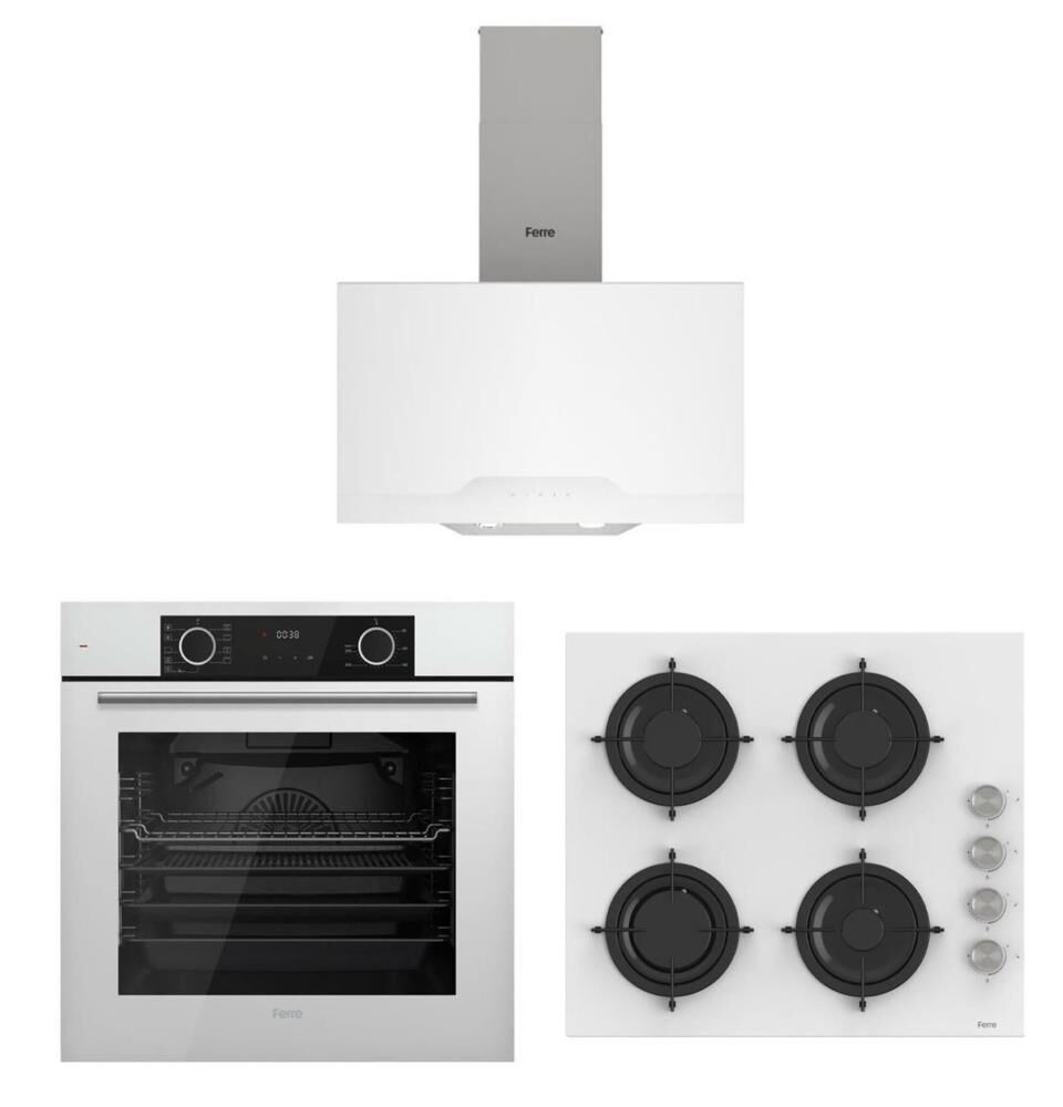Ferre Fryart Beyaz Set ( D064 Beyaz Davlumbaz -CS206 Beyaz Ocak- XE63CB Fryart Beyaz Fırın)