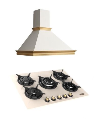 Ukınox Rustik Ivory 90 cm İkili Set(Antıque Rose 90 Ivory Davlumbaz-Antıque Diablo 70 Ocak)