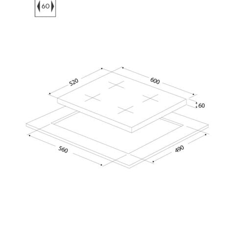 Ukinox Camilla Rustik 60 cm Ivory Metal Ankastre Ocak