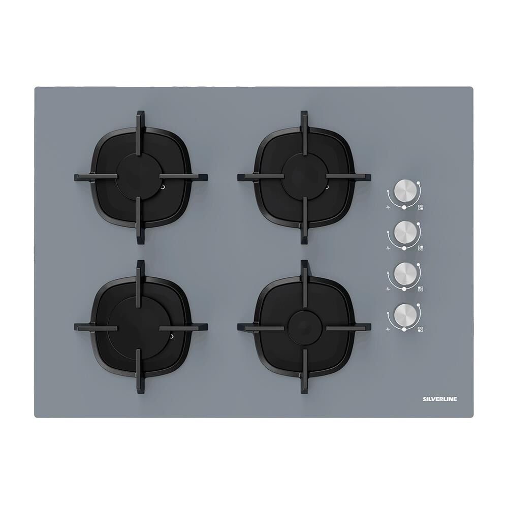 Silverline CS5610S01 70 cm Gazlı Emaye Izgaralı Gri Cam Ankastre Ocak